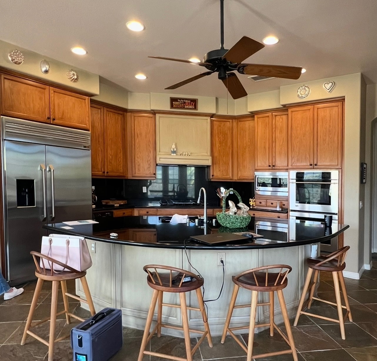 Kitchen cabinet refinishing before